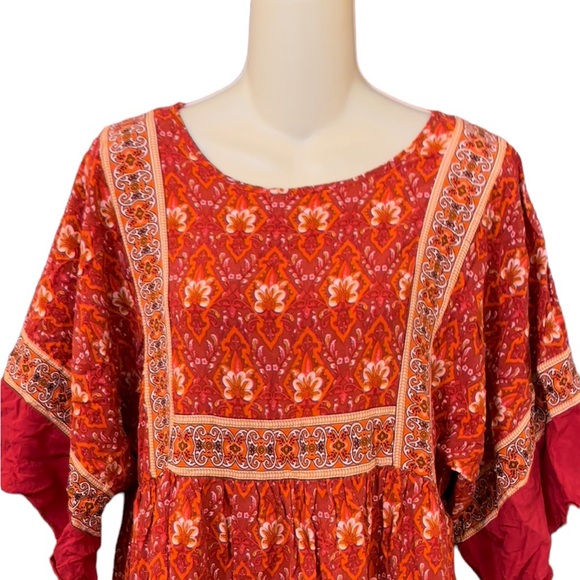 R.Vivimos Summer Cotton Half‎ Sleeve Casual Loose Bohemian Floral Tunic Dress - Picture 5 of 10